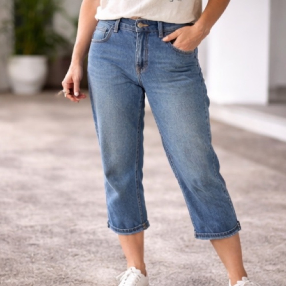 Jeans Capri Womens Size 11 Denim Womens Mom Pants Ankle Cropped Medium Wash
